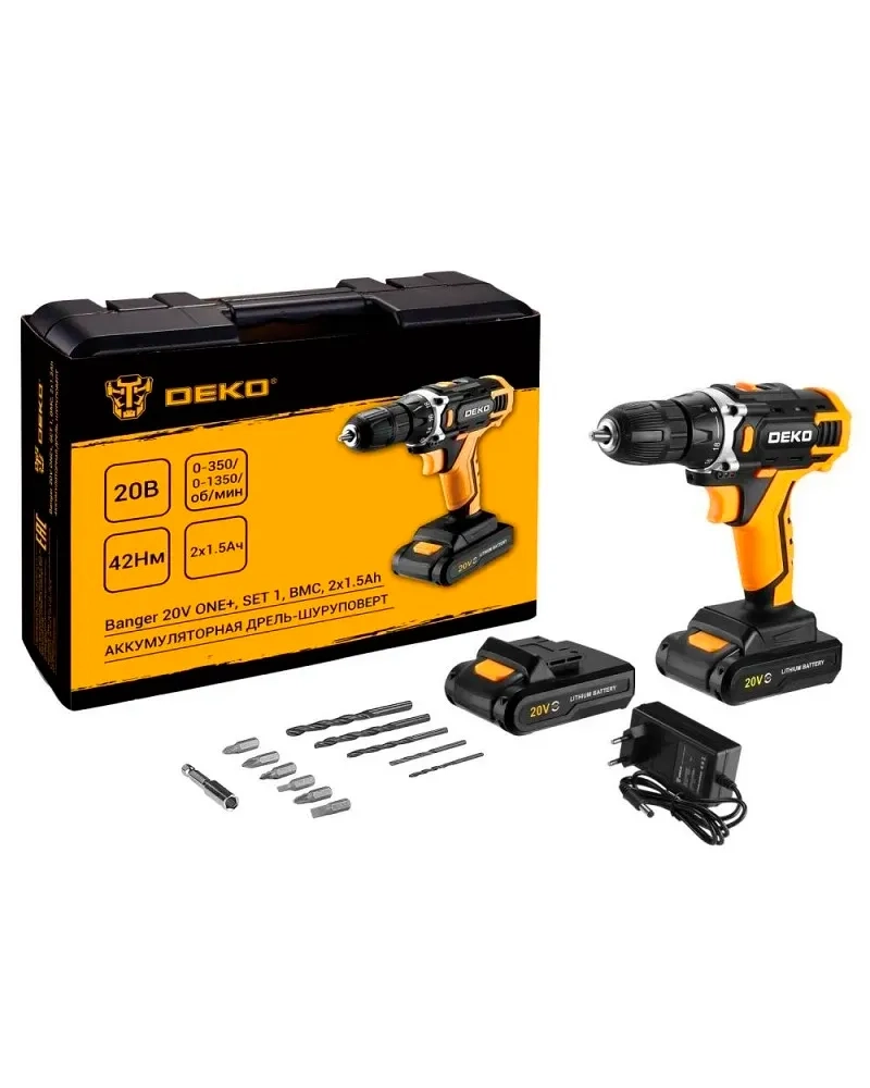 Аккумуляторная дрель-шуруповерт DEKO Banger 20V ONE+ SET1 в кейсе